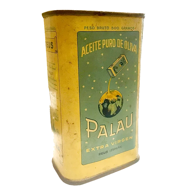 Lata antigua de aceite puro de oliva Palau de 500 gramos